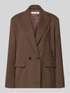 MYON relaxed fit blazer met viscose Donkerbruin