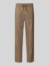 Matinique Straight Fit Leinenhose mit elastischem Bund Modell 'Barton' Mittelbraun