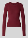PIECES Slim Fit Strickpullover aus Viskose-Mix Modell 'MIRA' Dunkelrot