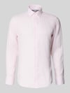 Christian Berg Men Regular Fit Leinenhemd mit Button-Down-Kragen Hellrosa