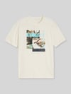Tom Tailor męski t-shirt o kroju regular fit z czystej bawełny Złamany biały melanż