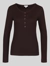 s.Oliver RED LABEL Slim fit shirt met lange mouwen van mix van katoen en lyocell Donkerbruin