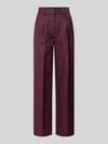 MANGO Straight Fit Leinenhose mit Bügelfalten Modell 'Tempoli' Lila