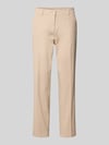 CAMBIO Straight fit stoffen broek met persplooien Model 'Karina' Beige