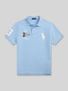 Polo Ralph Lauren regular fit poloshirt van puur katoen met stitchings Lichtblauw