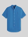 Tommy Hilfiger Regular Fit Kurzarmhemd aus reinem Leinen Jeansblau