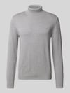 Christian Berg Men Sweter o kroju slim fit z mieszanki bawełny i wełny Jasnoszary melanż