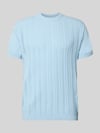 Lindbergh T-Shirt mit Zopfmuster Hellblau
