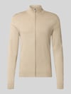 MCNEAL Slim Fit Strickjacke aus Viskose-Mix mit Stehkragen Mud Melange