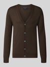 Christian Berg Men Cardigan aus Woll-Mix mit V-Ausschnitt Dunkelbraun Melange