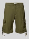 JACK & JONES Korte regular fit cargobroek met riemlussen, model 'COLE BARKLEY' Olijfgroen