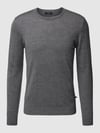 Matinique Strickpullover aus Schurwolle Modell 'Margrate Merino' Mittelgrau Melange