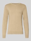 Casual Friday Gebreide pullover met geribde boorden Model 'BELLS' Taupe gemêleerd