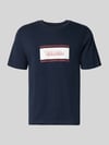 JACK & JONES Regular Fit T-Shirt mit Logo-Print Modell 'Buster' Dunkelblau