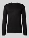Tom Tailor Denim Regular Fit Strickpullover aus Rippstrick Black
