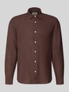 ONLY & SONS Slim Fit Freizeithemd aus Baumwoll-Leinen-Mix Modell 'CAIDENLS SOLID' Dunkelbraun