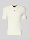 Christian Berg Men Slim Fit Poloshirt in Strick-Optik Offwhite
