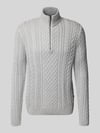 JACK & JONES Premium Gebreide pullover met ribboorden, model 'BLUSEAN' Lichtgrijs gemêleerd