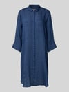 0039 Italy Knielanges Hemdblusenkleid aus Leinen mit 3/4-Arm Modell 'GRACY' Marine