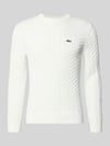 Lacoste Regular Fit Strickpullover aus Baumwoll-Mix Offwhite