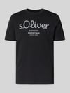 s.Oliver RED LABEL krój regular fit t-shirt z czystej bawełny model 'BASIC TEE BIG LOGO' Czarny
