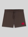 HUGO Badeshorts mit Label-Patch Modell 'DOMINICA' Dunkelbraun