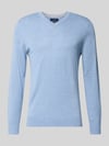 Christian Berg Men Strickpullover aus Woll-Mix mit V-Ausschnitt Hellblau Melange