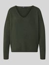ONLY Sweter o kroju relaxed fit z dekoltem w serek Oliwkowy melanż