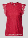 PIECES Shaped Fit Blusentop mit Spitzenbesatz Modell 'OLLINE' Hellrot
