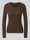 Oui Regular Fit Langarmshirt aus Baumwoll-Mix Dunkelbraun