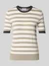 Jake*s Casual Strickshirt aus Viskose-Mix mit Streifenmuster Kitt