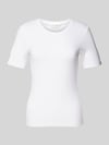 MSCH Copenhagen T-Shirt mit geripptem Rundhalsausschnitt Modell 'Betrina' Weiss