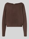 American Vintage Relaxed Fit Strickpullover aus Material-Mix mit Leinen-Anteil Dunkelbraun