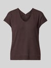 OPUS T-shirt van viscosemix met V-hals model 'SIRUKUS' Donkerbruin
