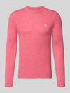MCNEAL Slim Fit Strickpullover aus reiner Wolle mit Label-Stitching Fuchsia Melange