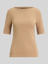 Lauren Ralph Lauren Slim fit t-shirt van katoenmix model 'JUDY' Camel