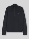 BOSS Green Sweter o kroju regular fit z dodatkiem żywej wełny model 'KN_Momentum-X QZ' Ciemnoniebieski