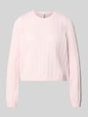 PIECES Regular Fit Pullover mit gerippten Ärmelbündchen Modell 'ADA' Rosa