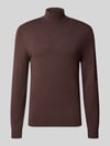 MCNEAL Slim Fit Rollkragenpullover aus Viskose-Mix Schlamm Melange