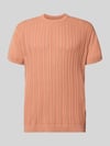 Lindbergh T-Shirt mit Zopfmuster Koralle