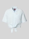 Tommy Jeans regular fit linnen blouse van mix van linnen met strikdetail Lichtblauw