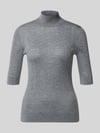 Liu Jo White Slim Fit Longsleeve aus reiner Lanawolle Modell 'Maglia Costine' Hellgrau