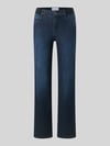ANGELS High waist straight fit jeans met logo in band Donkerblauw