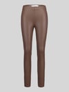 Raffaello Rossi Slim fit kunstleren broek van viscosemix model 'RESA' Taupe