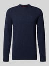 Barbour Pullover aus Woll-Seide-Mix mit Rundhalsausschnitt Modell 'TISBURY' Marine
