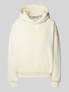REVIEW Hoodie mit Label-Stitching und Känguru-Tasche Offwhite