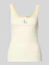 Calvin Klein Jeans Top na ramiączkach z Efekt prążkowania z Logo Jasnożółty