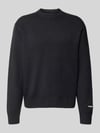 JACK & JONES Gebreide pullover met labelstitching, model 'NORREBRO' Zwart