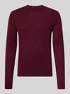 MCNEAL Slim Fit Strickpullover aus reiner Wolle mit Label-Stitching Dunkelrot Melange