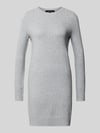 VERO MODA Tailliertes Strickkleid mit Rundhalsausschnitt Modell 'DOFFY' Hellgrau Melange
